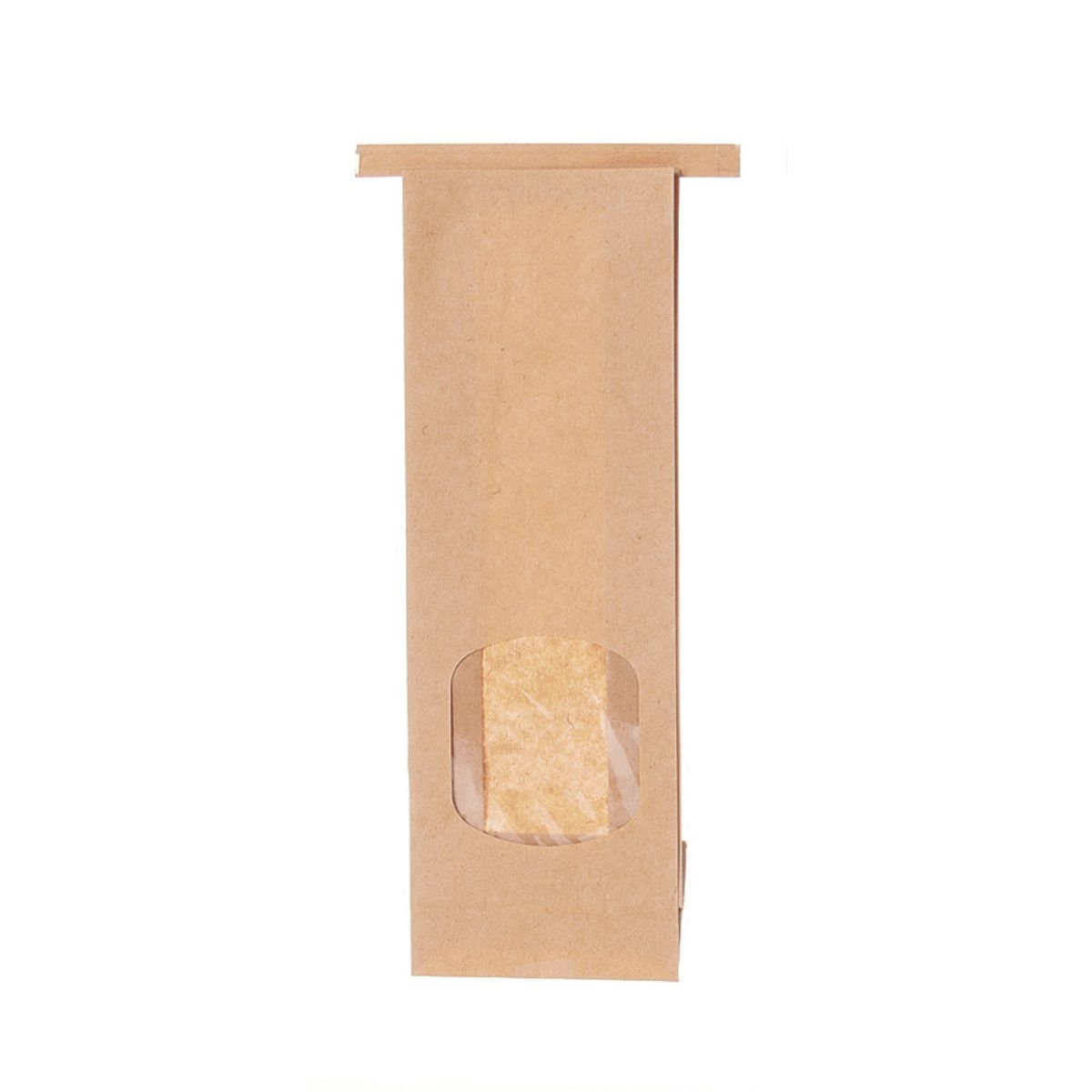 Blockbodenbeutel 88+47x260mm | Sichtfenst. + Clip